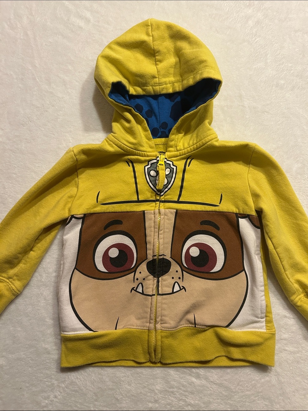 Nickelodeon PAW Patrol Rubble 3T Yellow Full Zip Hoodie with pockets.